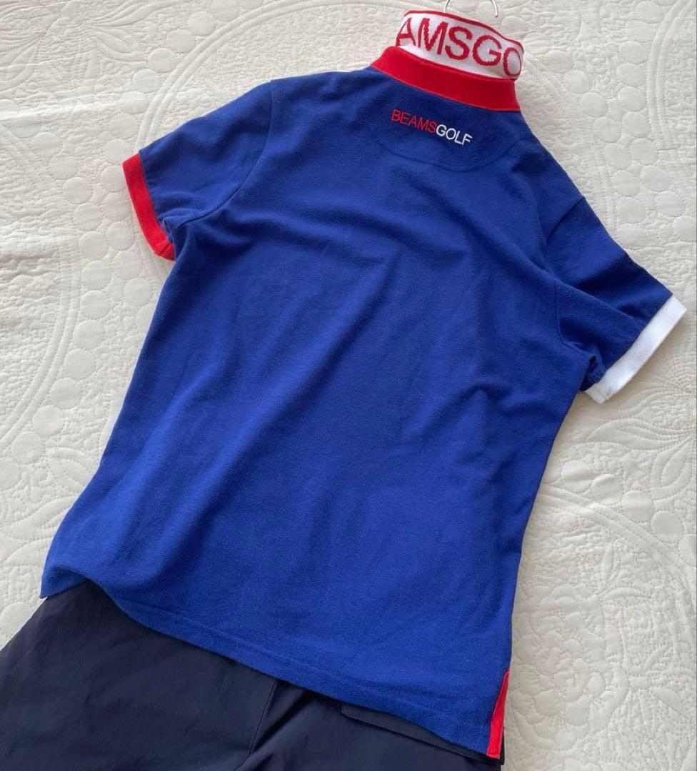 BEAMS GOLF 日本製　ゴルフ半袖ポロシャツ　トリコロールカラー