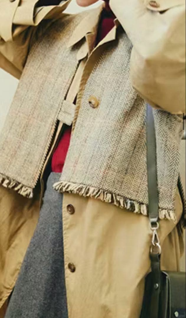 新品❤️北欧暮らしの道具店 ❤️ヘリンボーン柄ウールベスト 薄手　FREE SIZE