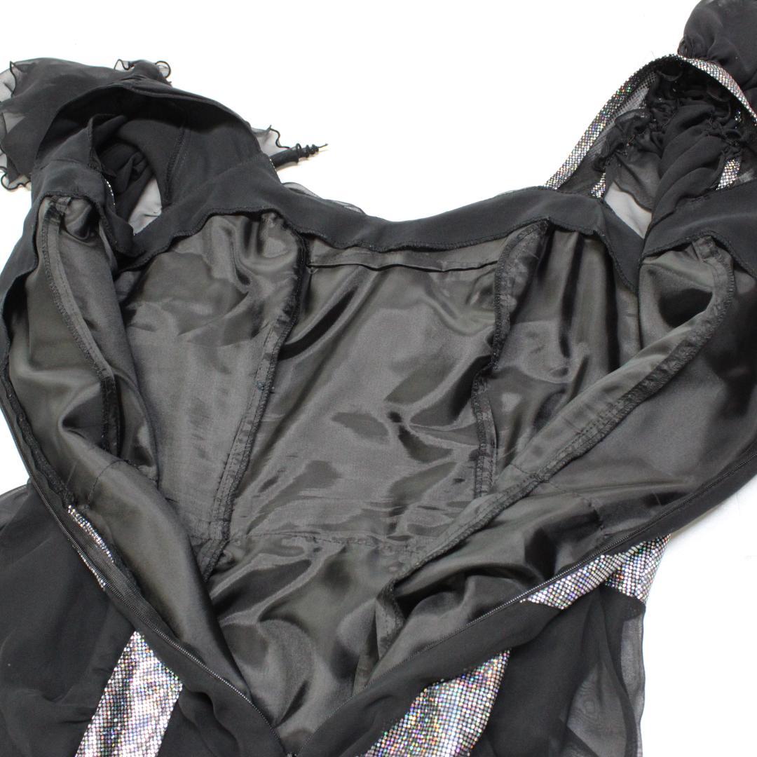 【美品 日本製社交ダンス衣装】ワンピース ドレス Scarlet 黒 キラキラ