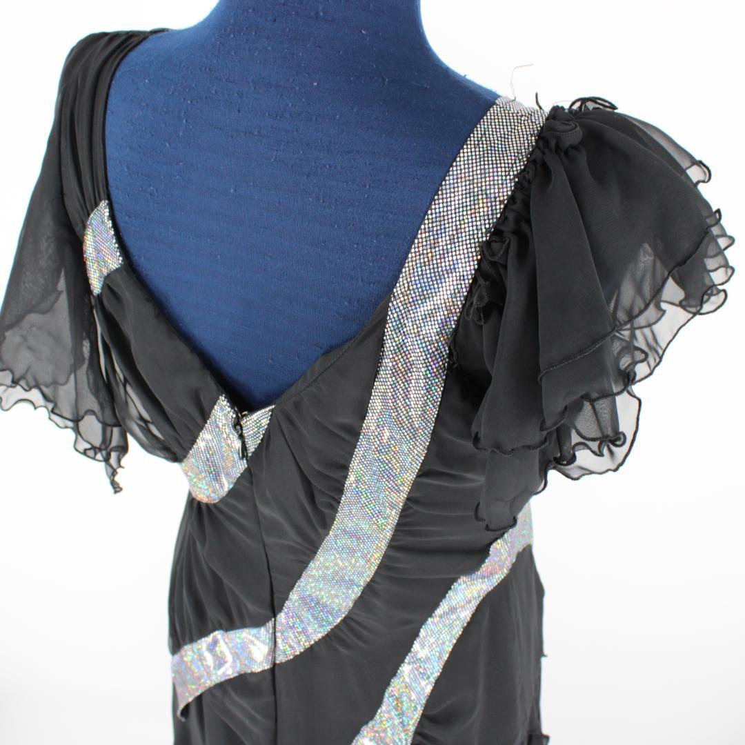 【美品 日本製社交ダンス衣装】ワンピース ドレス Scarlet 黒 キラキラ