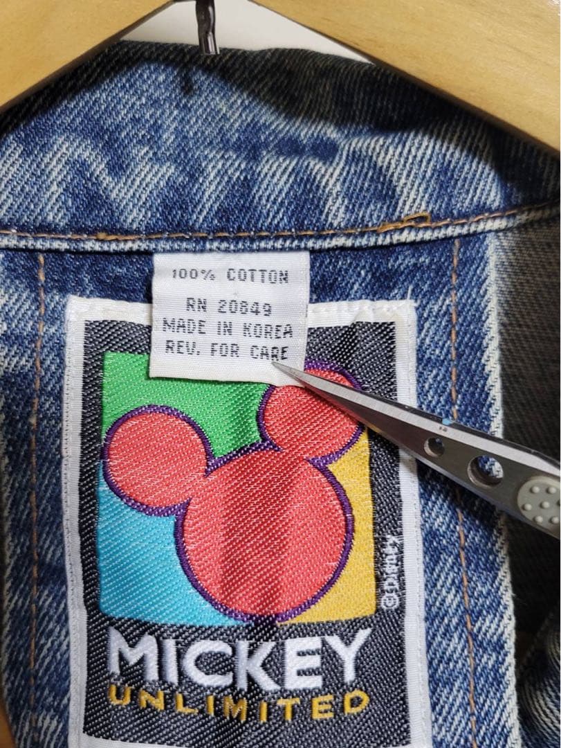 ​90s ミッキー・アンリミテッド 刺繍 デニムジャケット Mサイズ