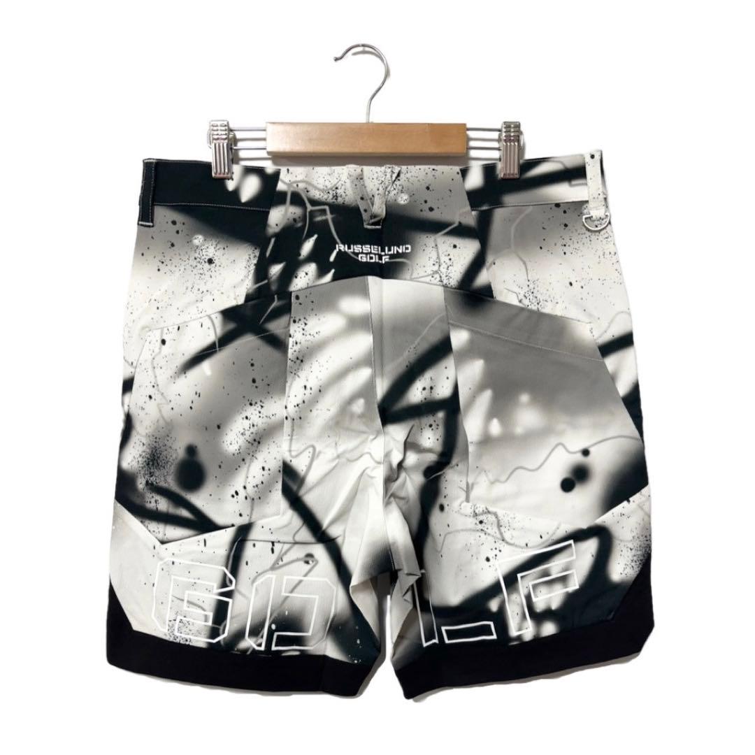 新品 ラッセルノ ゴルフ ロゴ ストレッチ ショーツ スプレー ホワイト L 5