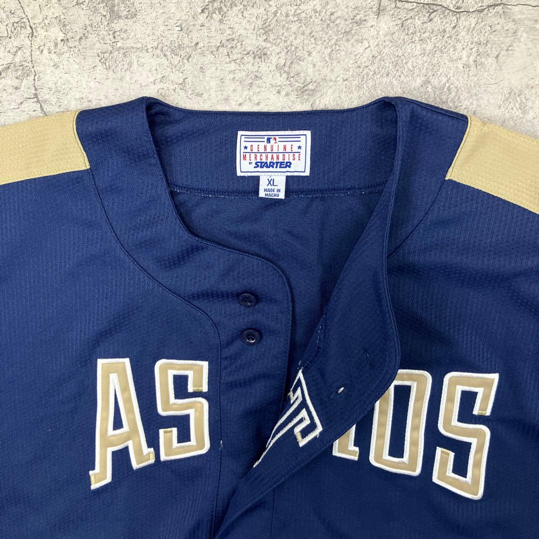90s MLB アストロズ ベースボールシャツ スターター 古着 刺繍 紺 XL