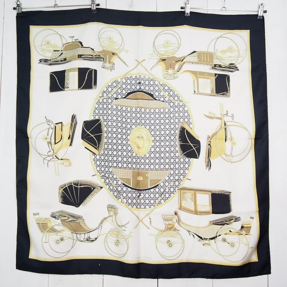 エルメス HERMES カレ90 LA PERRIERE 馬車柄 シルクスカーフ