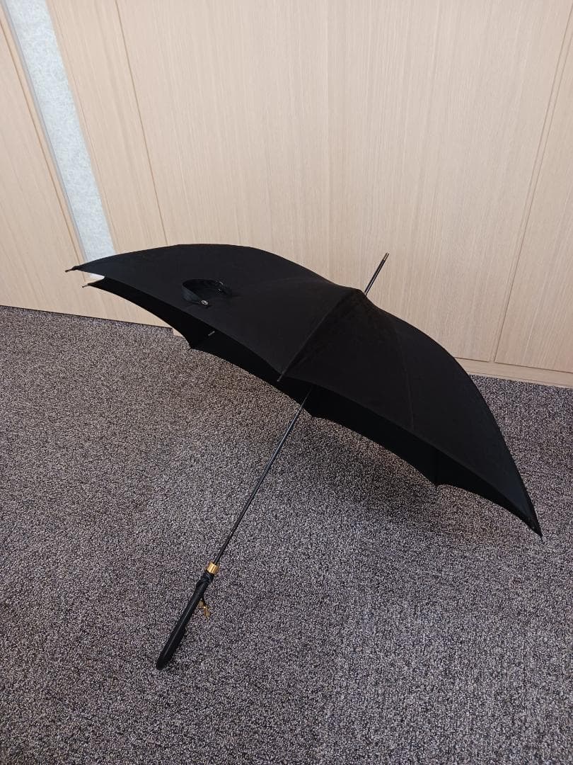 〔値下げ‼〕銀座和光　WAKO長傘　婦人用　持ち手皮　金の飾り付き 未使用　黒