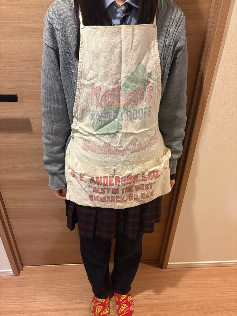 ヴィンテージ 50年代 染み込みプリント ワークエプロンUSアンティーク