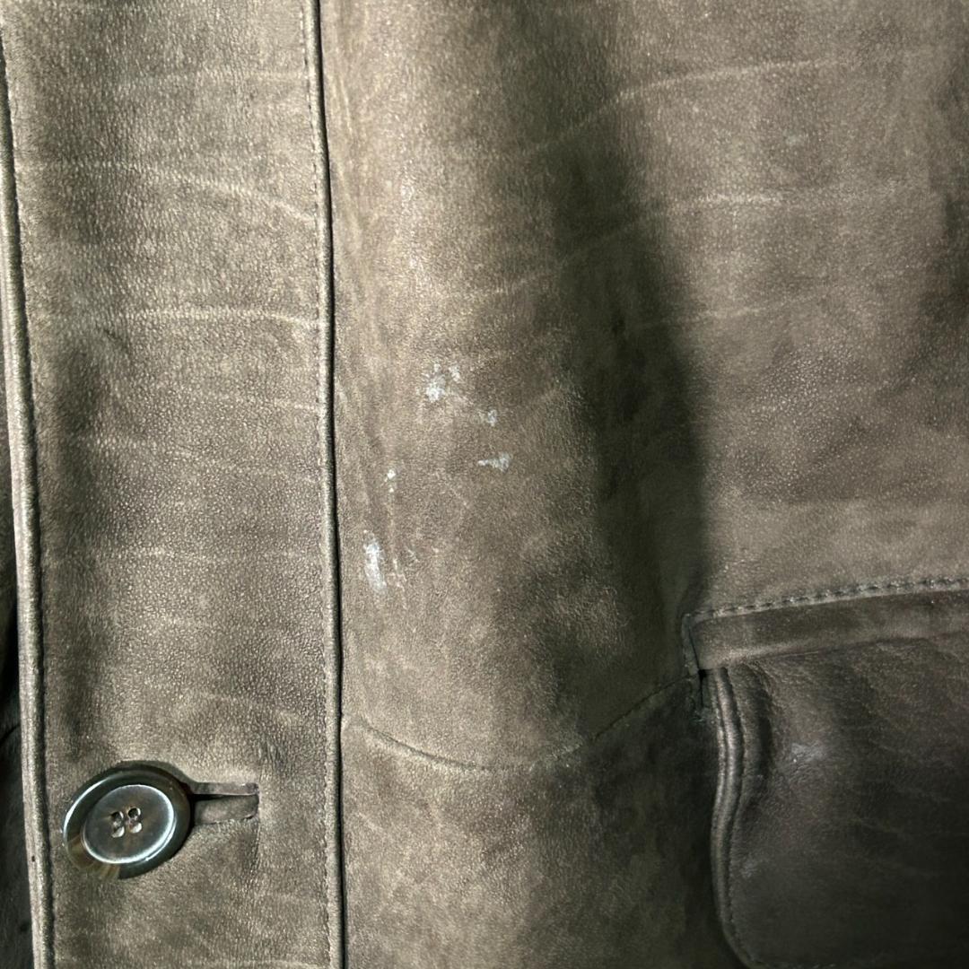 希少 水牛革 バッファローレザー コート 濃茶色 本革