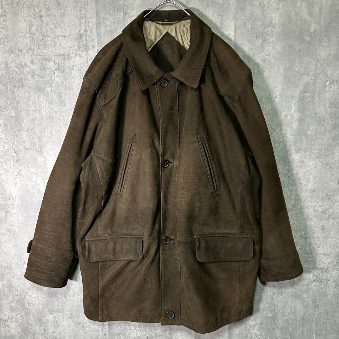 希少 水牛革 バッファローレザー コート 濃茶色 本革