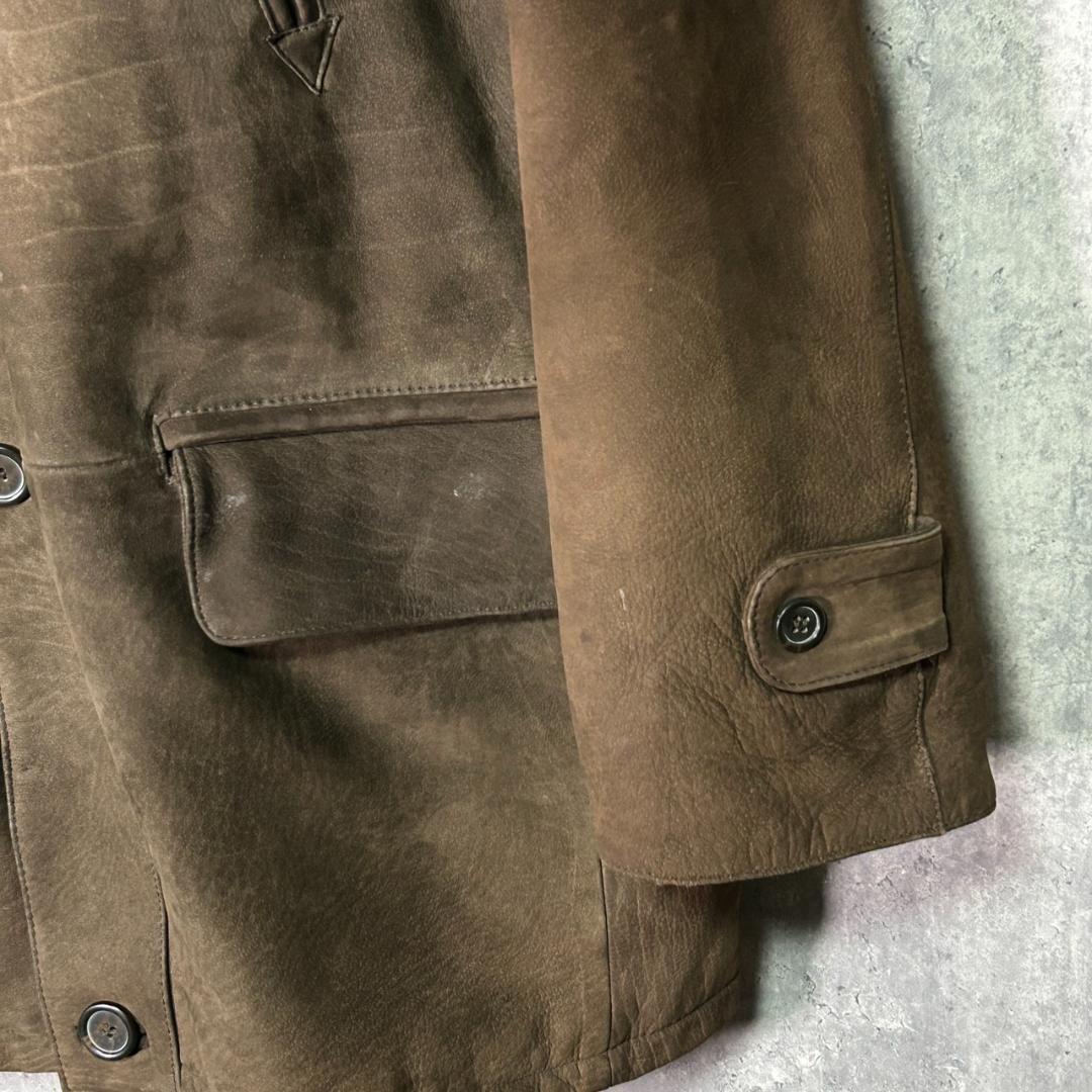 希少 水牛革 バッファローレザー コート 濃茶色 本革