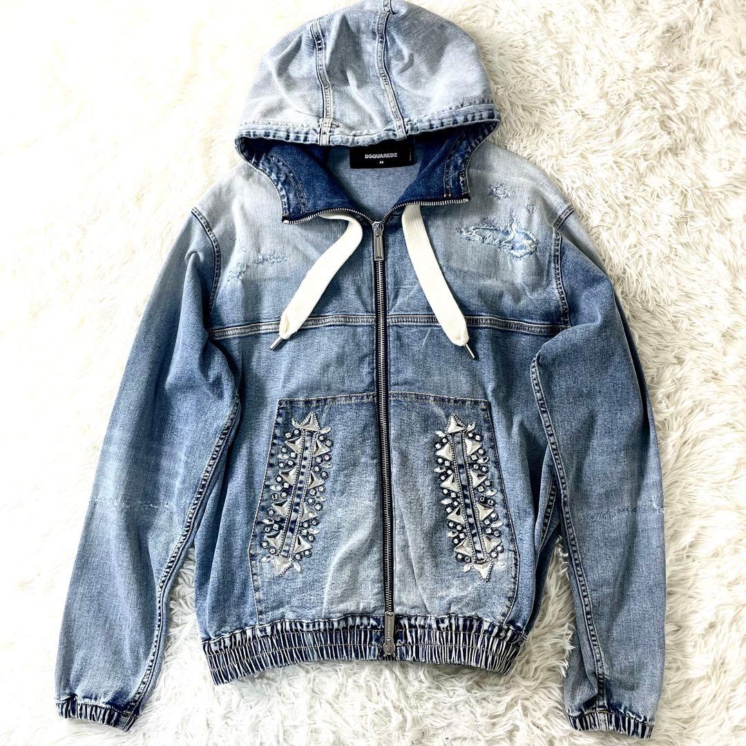 DSQUARED2 ディースクエアードダイヤモンドクリスタル　デニムパーカー