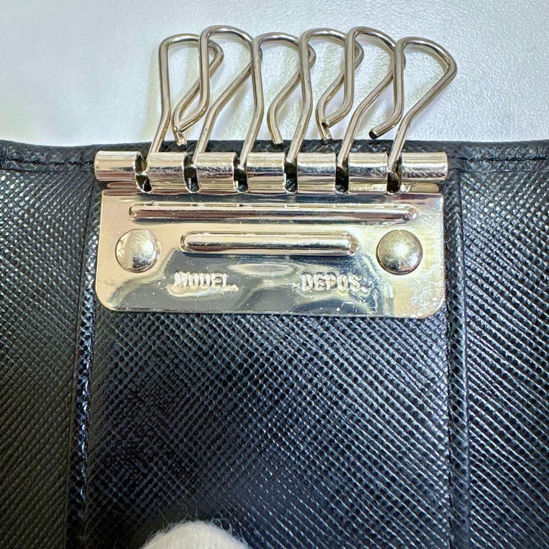 極美品 PRADA サフィアーノレザー 6連キーケース ブラック NERO 箱付