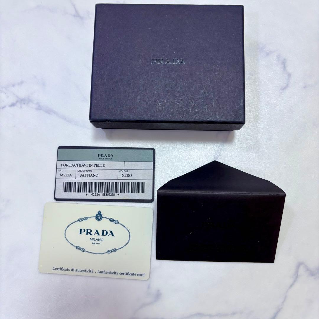 極美品 PRADA サフィアーノレザー 6連キーケース ブラック NERO 箱付