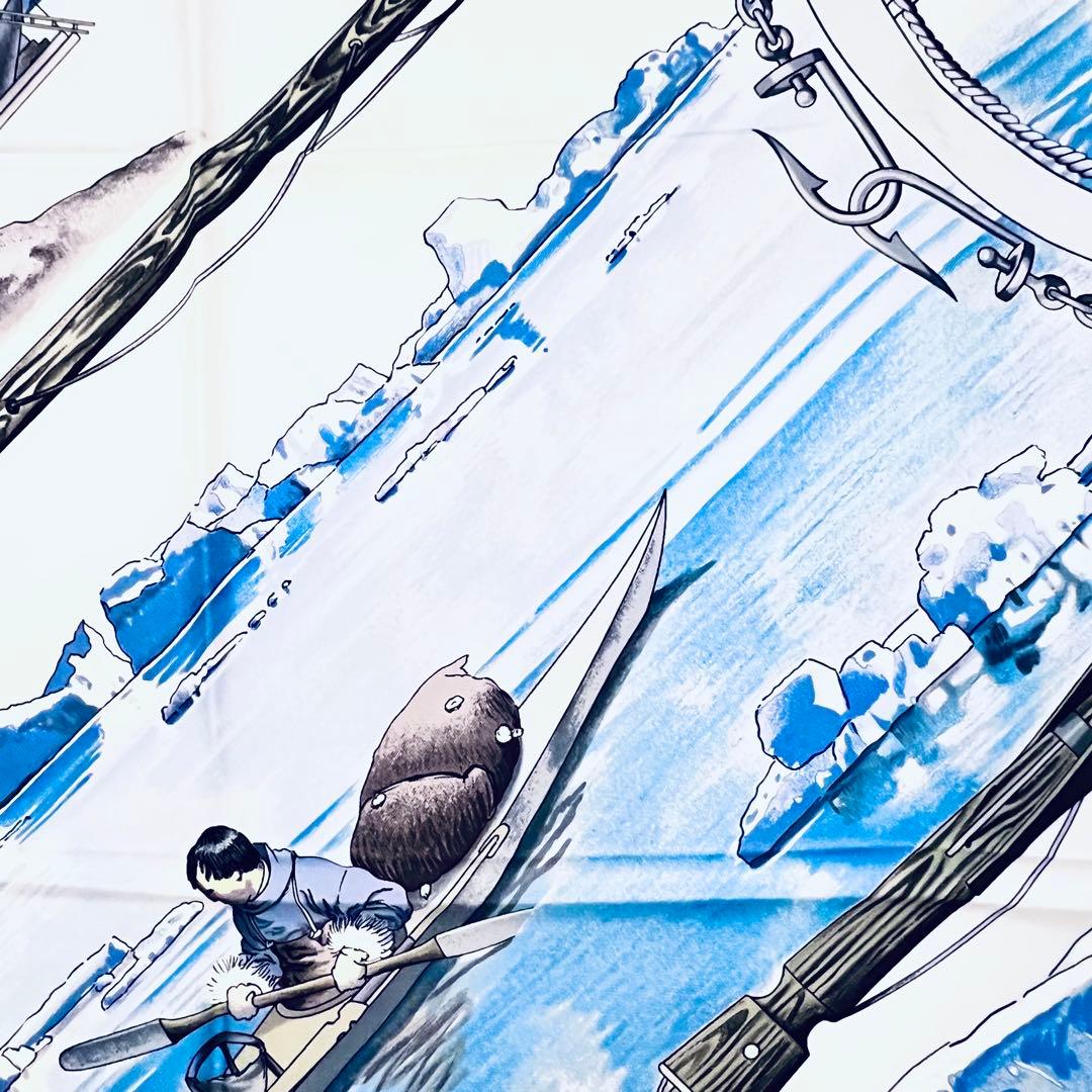 美品✨　エルメス　グリーンランド シルクスカーフ　カレ90 水色