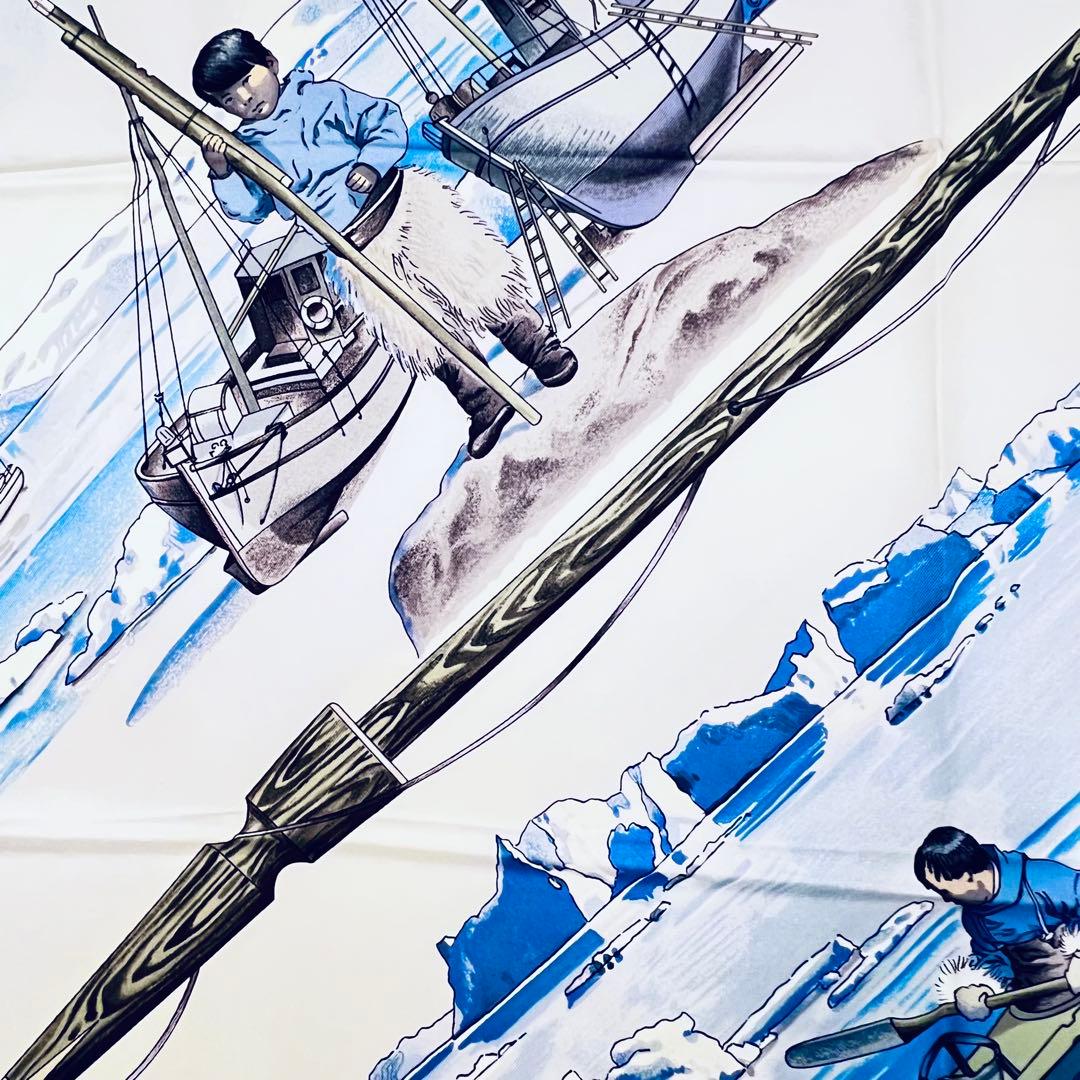 美品✨　エルメス　グリーンランド シルクスカーフ　カレ90 水色