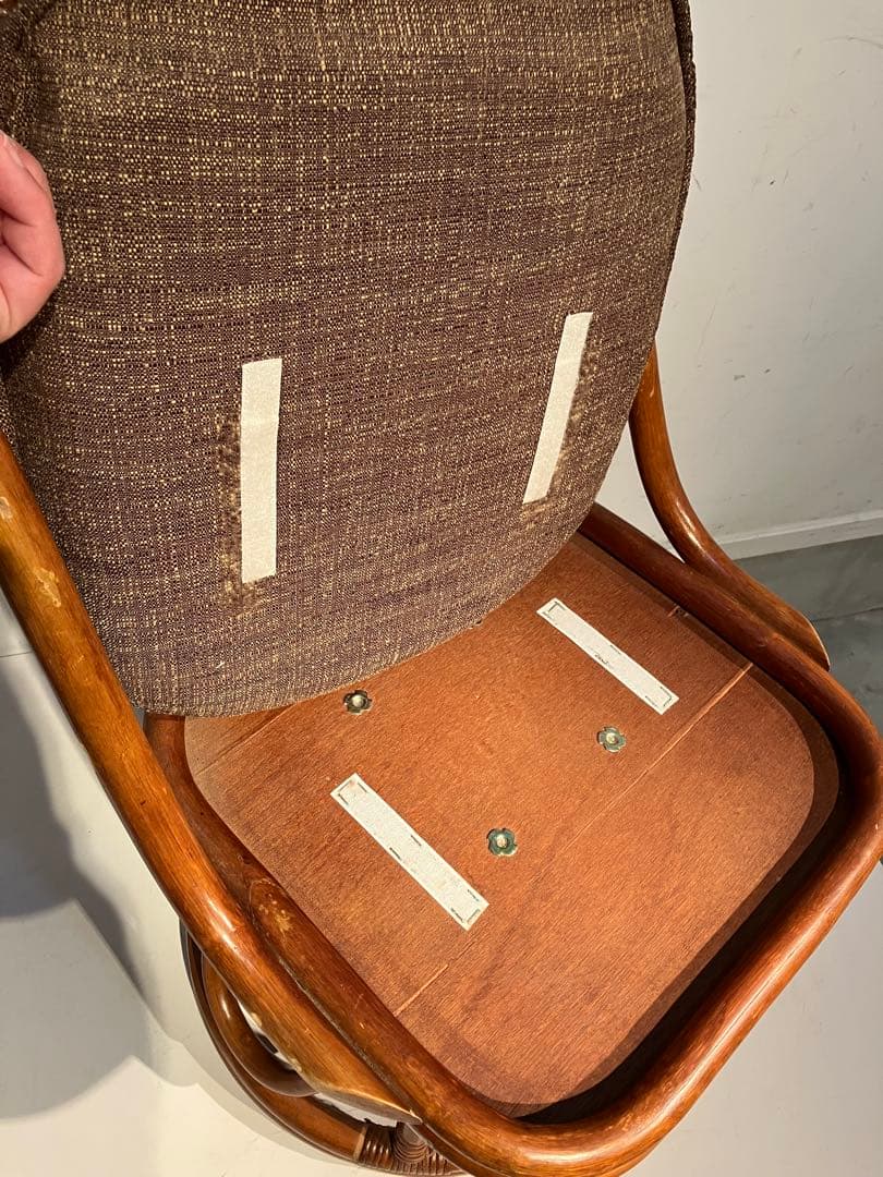 ①オールド、ラタン、ハイバックチェア、レトロ、和モダン、キツツキ、回転椅子、