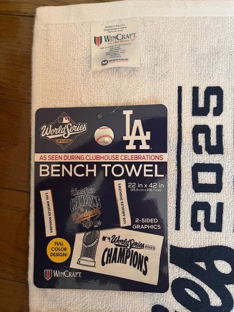 大谷翔平ドジャースWS優勝限定ロッカールーム用両面タオルUS限定販売