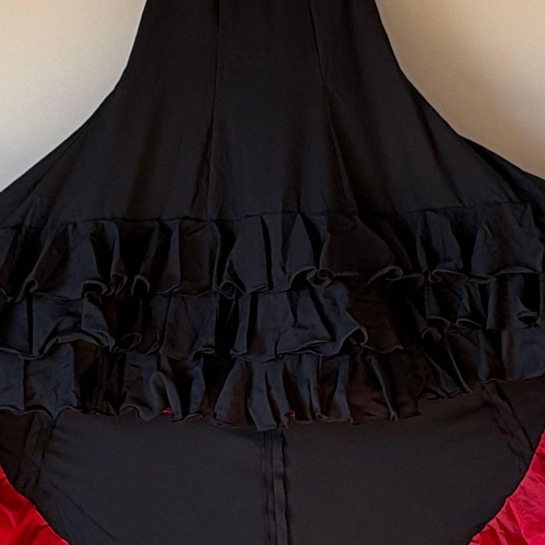 フラメンコスカートバタデコーラ　 黒・赤カンカン