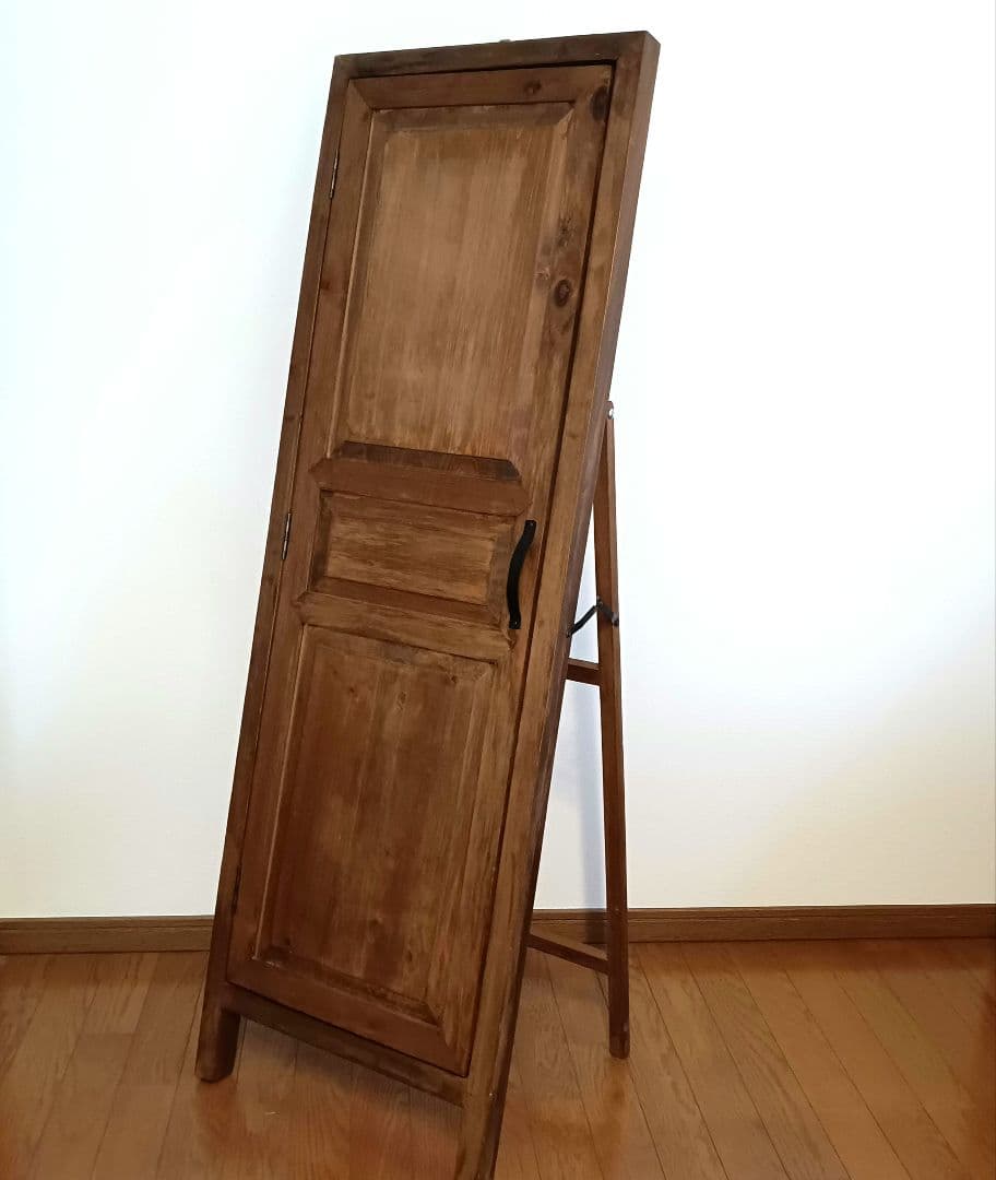 全身鏡 姿見 ブラウン アンティーク　扉付き鏡　ヴィンテージ ミラー 鏡台