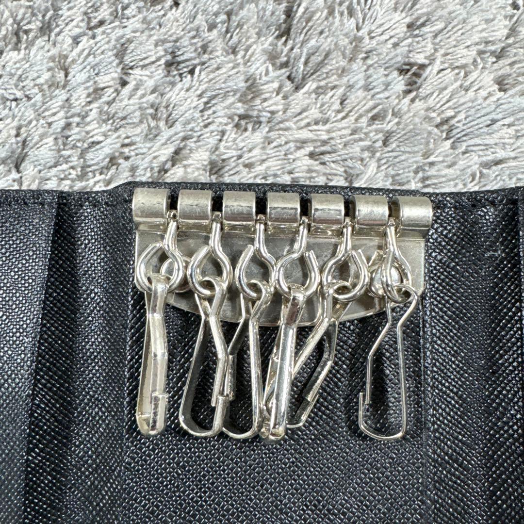 PRADA プラダ 三角プレート 6連 キーケース ナイロン ブラック