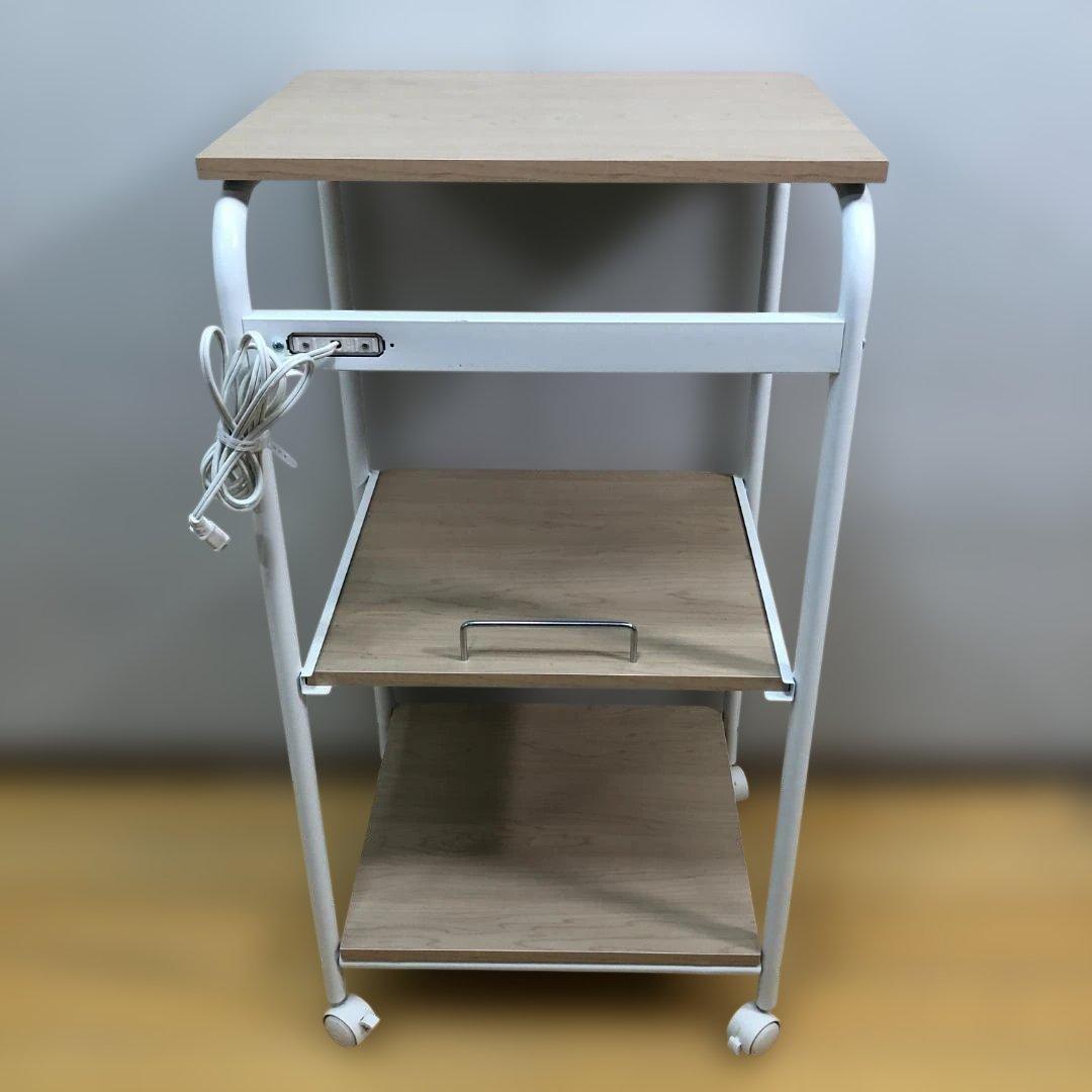 コンセント付き 3段キッチンワゴン キャスター付 木目調 260218-1