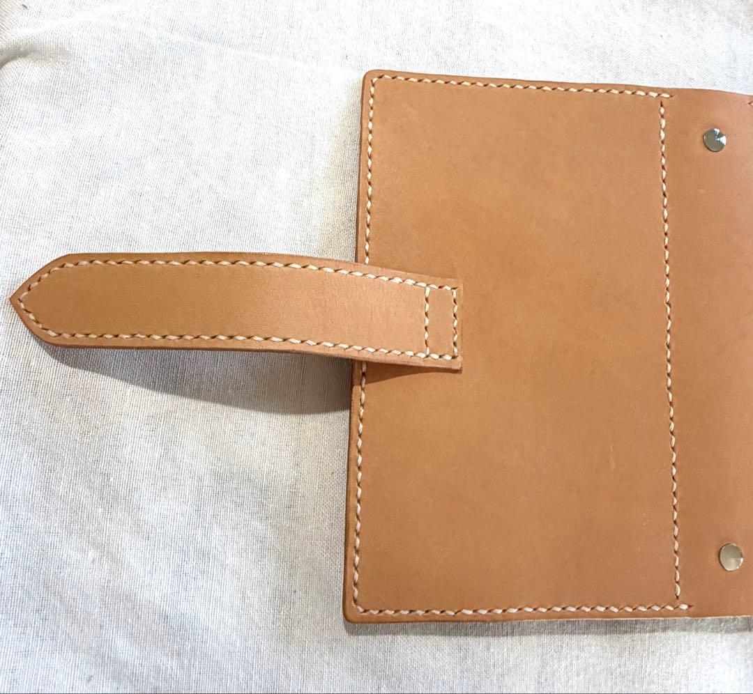 【ヌメ革】バイブルサイズシステム手帳　太めのベルト　ライトキャメル　ハンドメイド