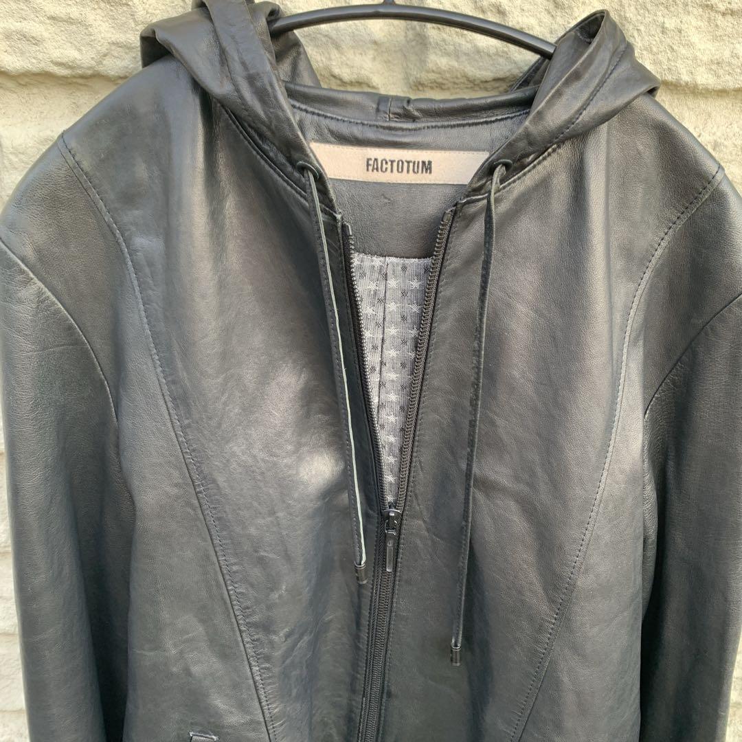 FACTOTUMフードレザーライダース46