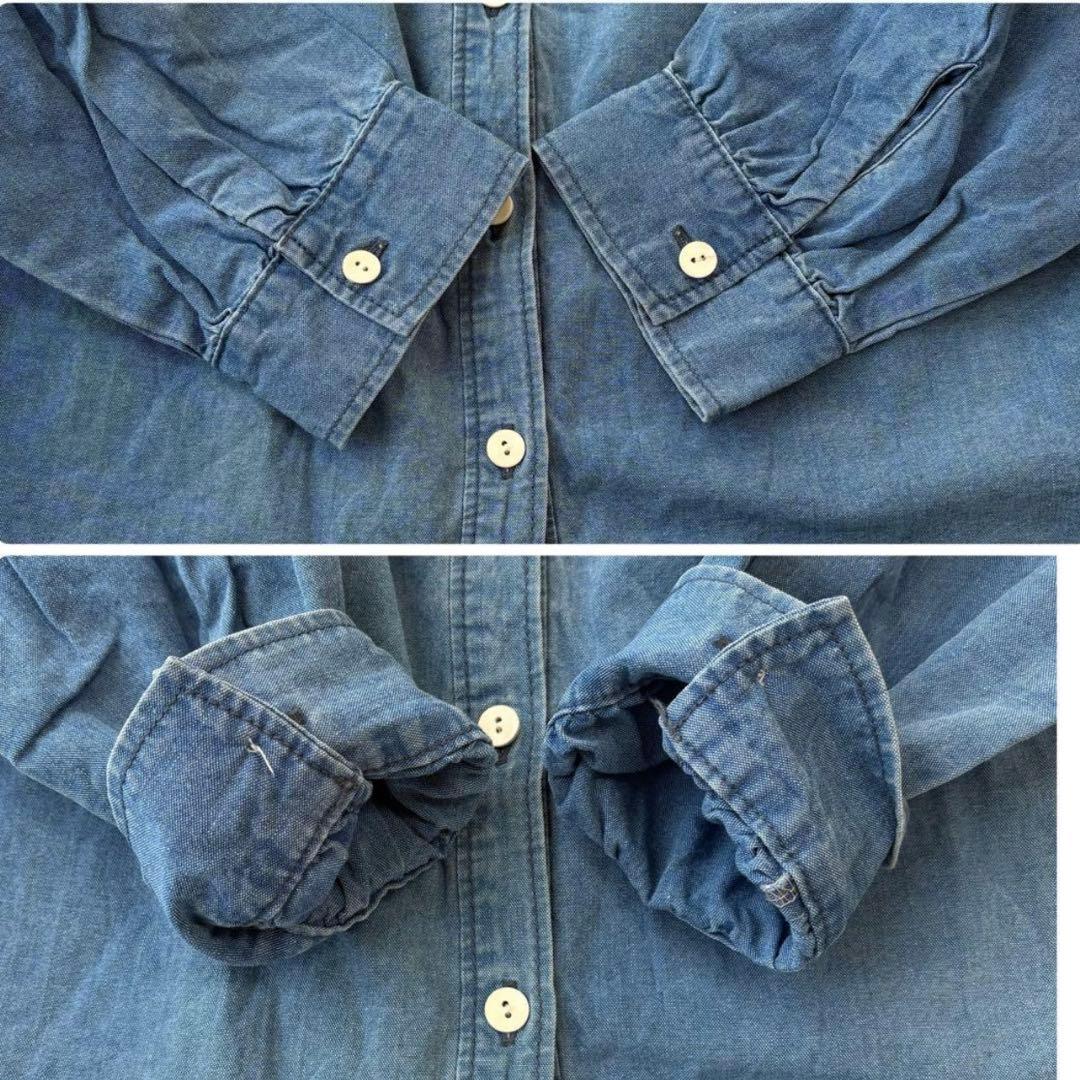 tumugu ダンガリー デニムシャツ フリル FREE ツムグ