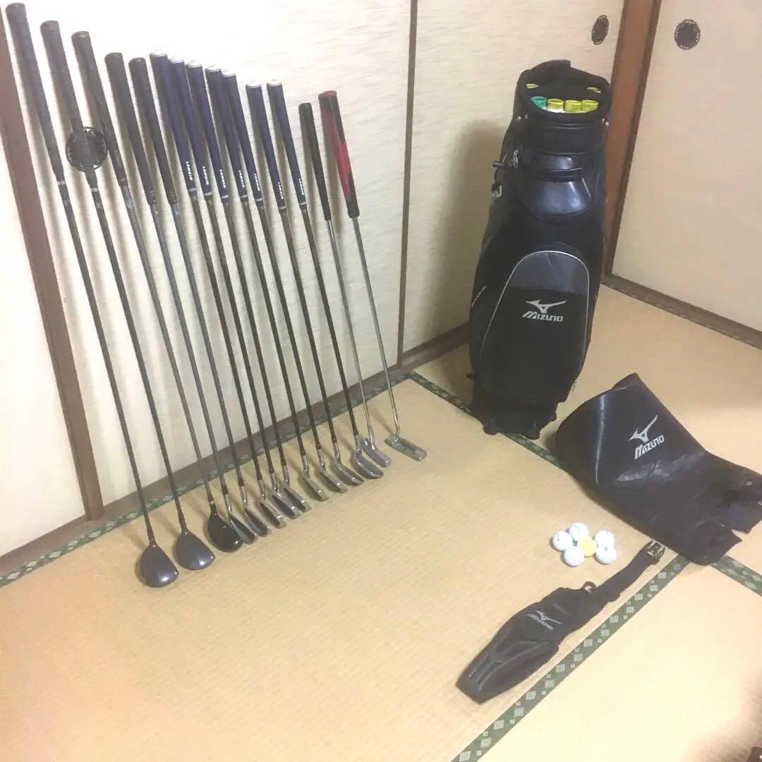ミズノゴルフキャディバッグ＋クラブ類一式セット【豪華セット】