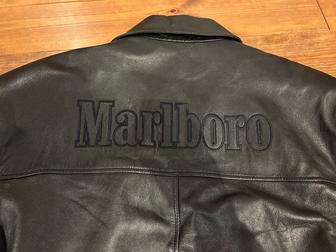 マルボロ　ブラック　レザージャケット　羊革　革ジャン　ビンテージ