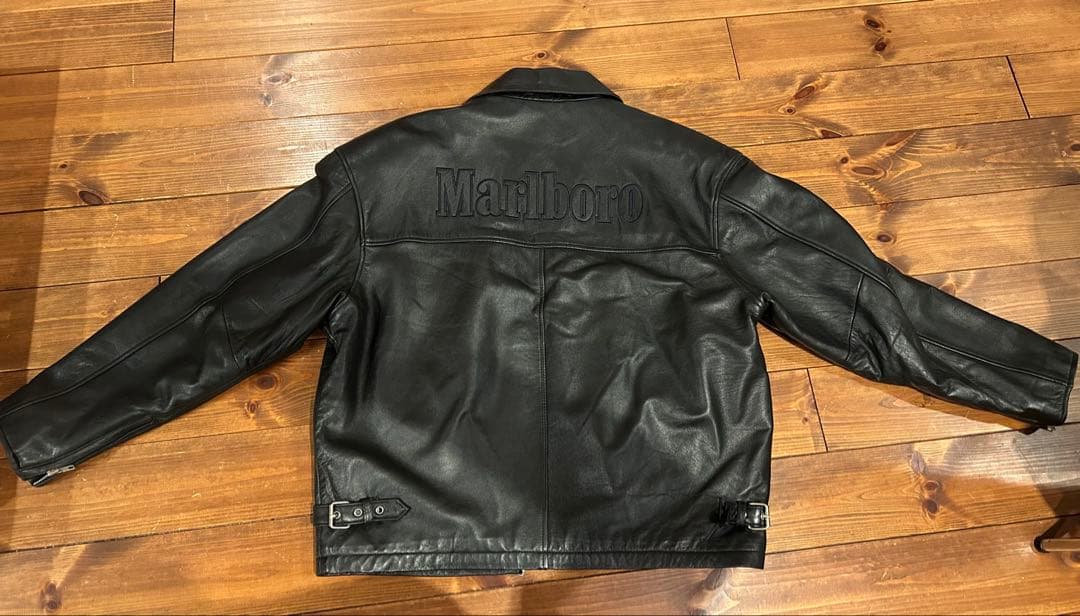 マルボロ　ブラック　レザージャケット　羊革　革ジャン　ビンテージ