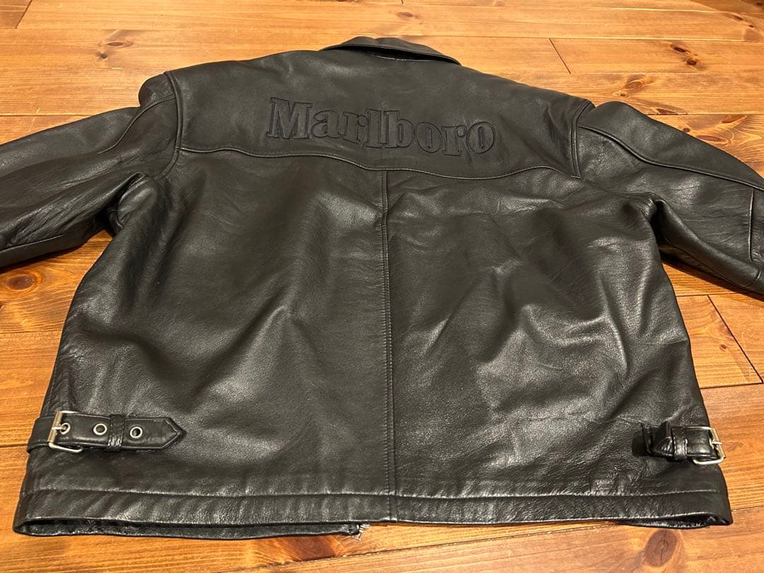 マルボロ　ブラック　レザージャケット　羊革　革ジャン　ビンテージ