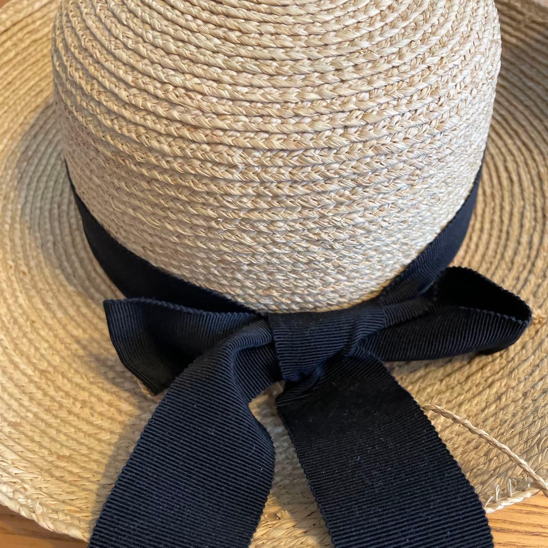 HELEN KAMINSKI ヘレンカミンスキー ラフィア ハット 黒リボン付き
