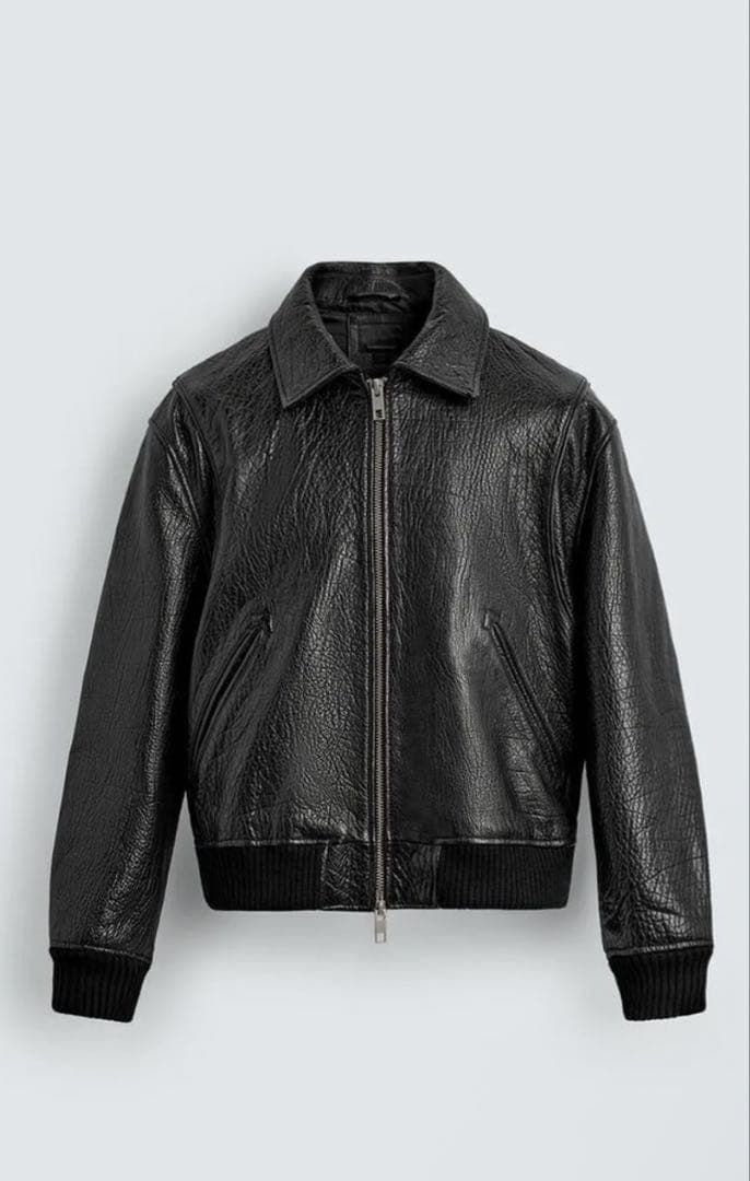 ZARA エンボス レザージャケット