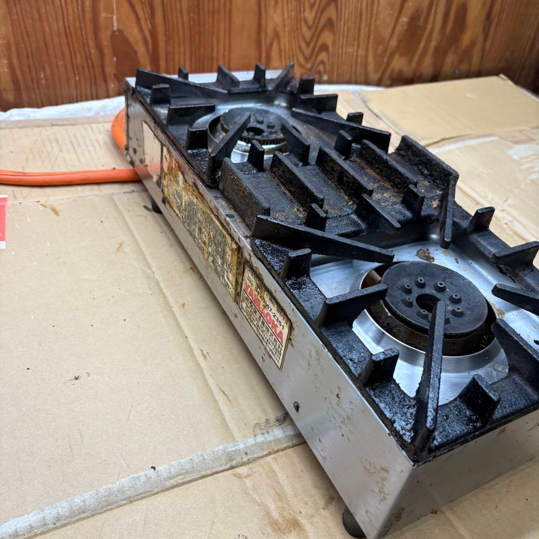 ②山岡金属 LPガス 卓上2口コンロ SK-55G ？200×510×150