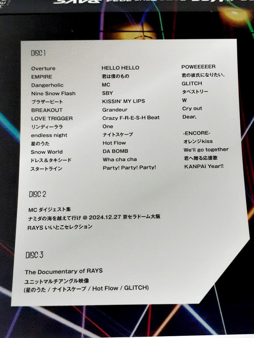  Man Dome Tour 2024 RAYS 初回限定盤 DVD