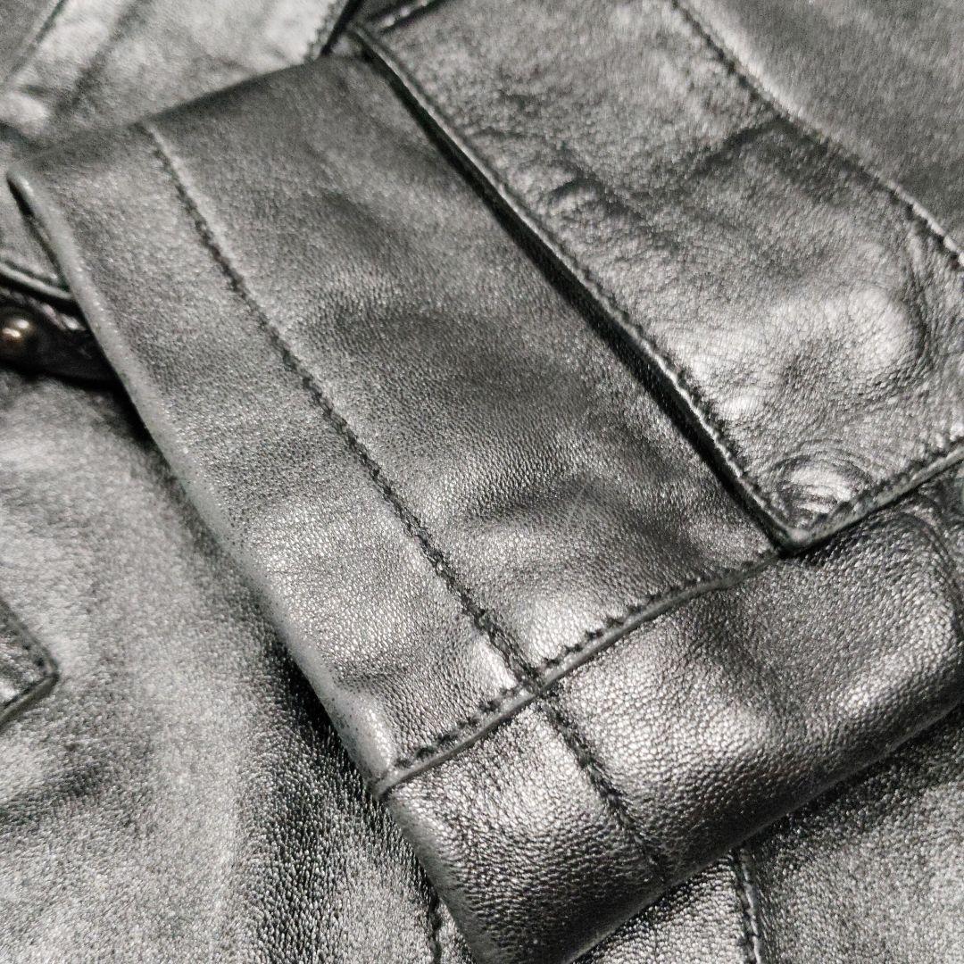 90s,ヴィンテージ アルマーニ 本革 レザージャケット 黒 シングルライダース