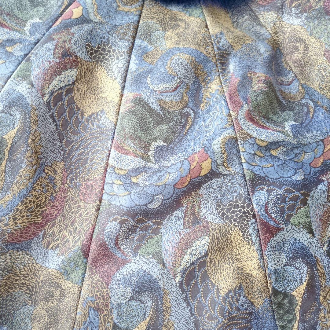 ファー付き模様入りケープ 羊革×ファー 高級ケープ F　羽織り　日本製