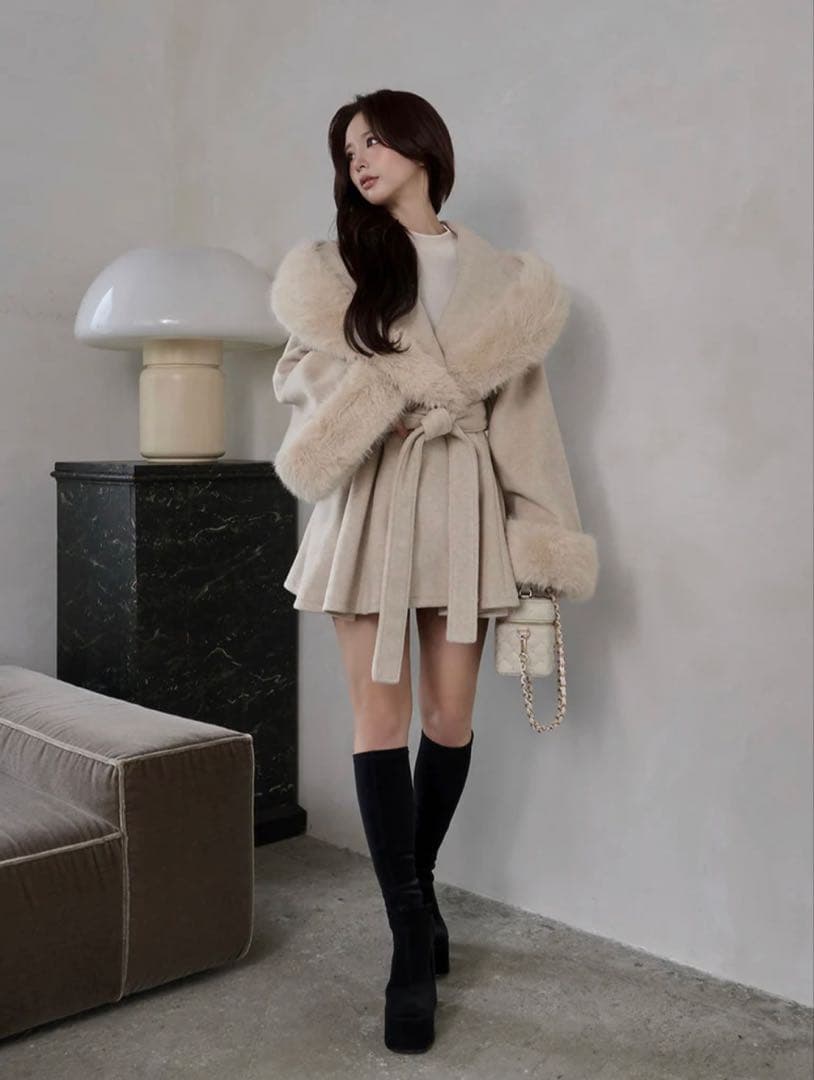 darich ウエストベルトプリンセスラインコート BEG FREE 新品タグ付