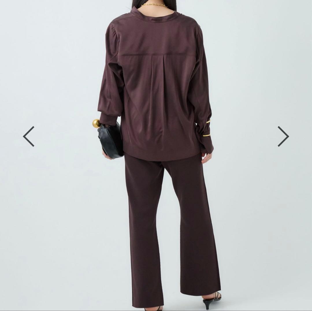 カオス　モーラスタンドスキッパーブラウス　 ガナッシュブラウン　シルク