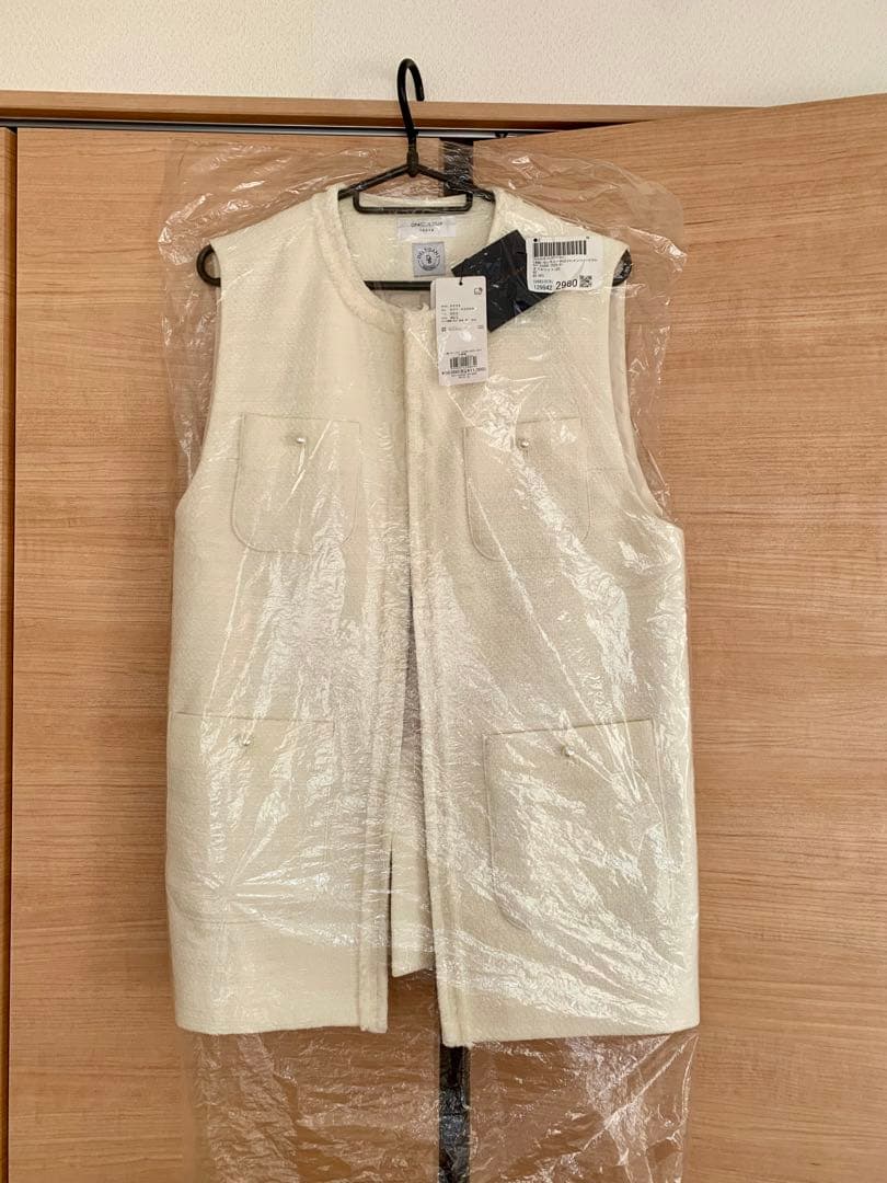 ✨未使用品✨オペークドットクリップ　コットン　ツイード　ジレ　タグ付き