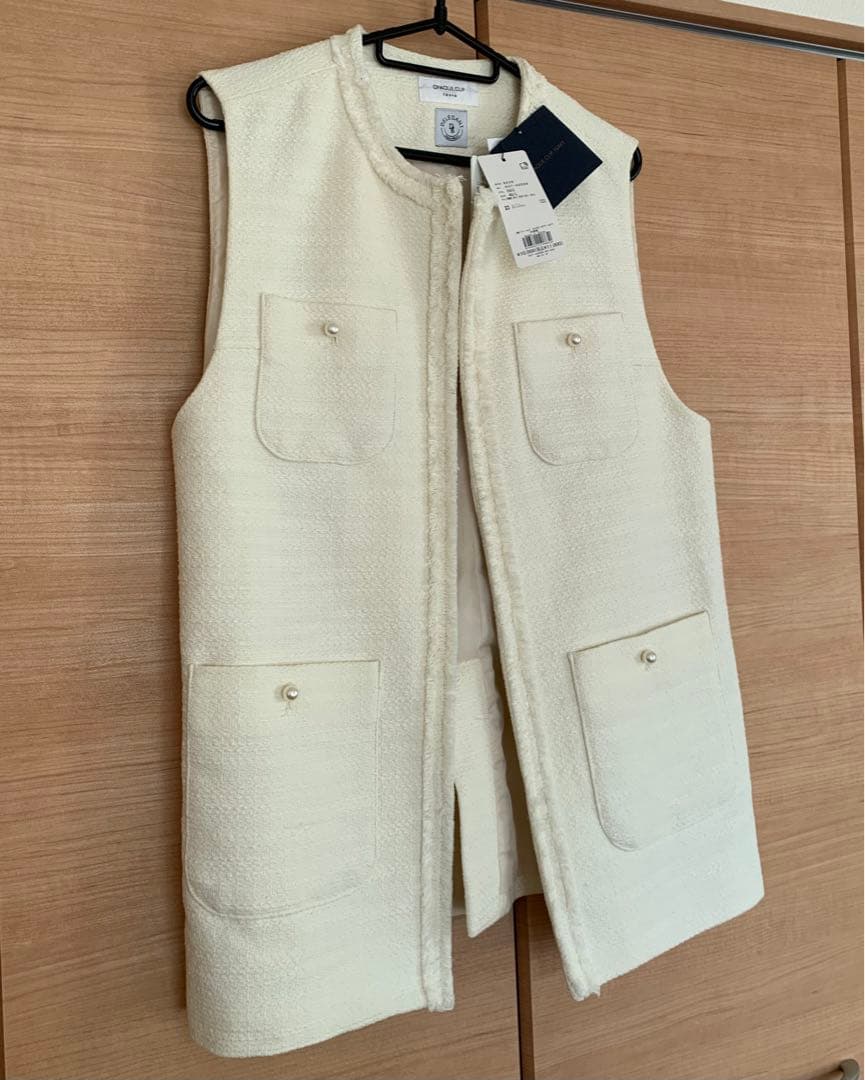 ✨未使用品✨オペークドットクリップ　コットン　ツイード　ジレ　タグ付き