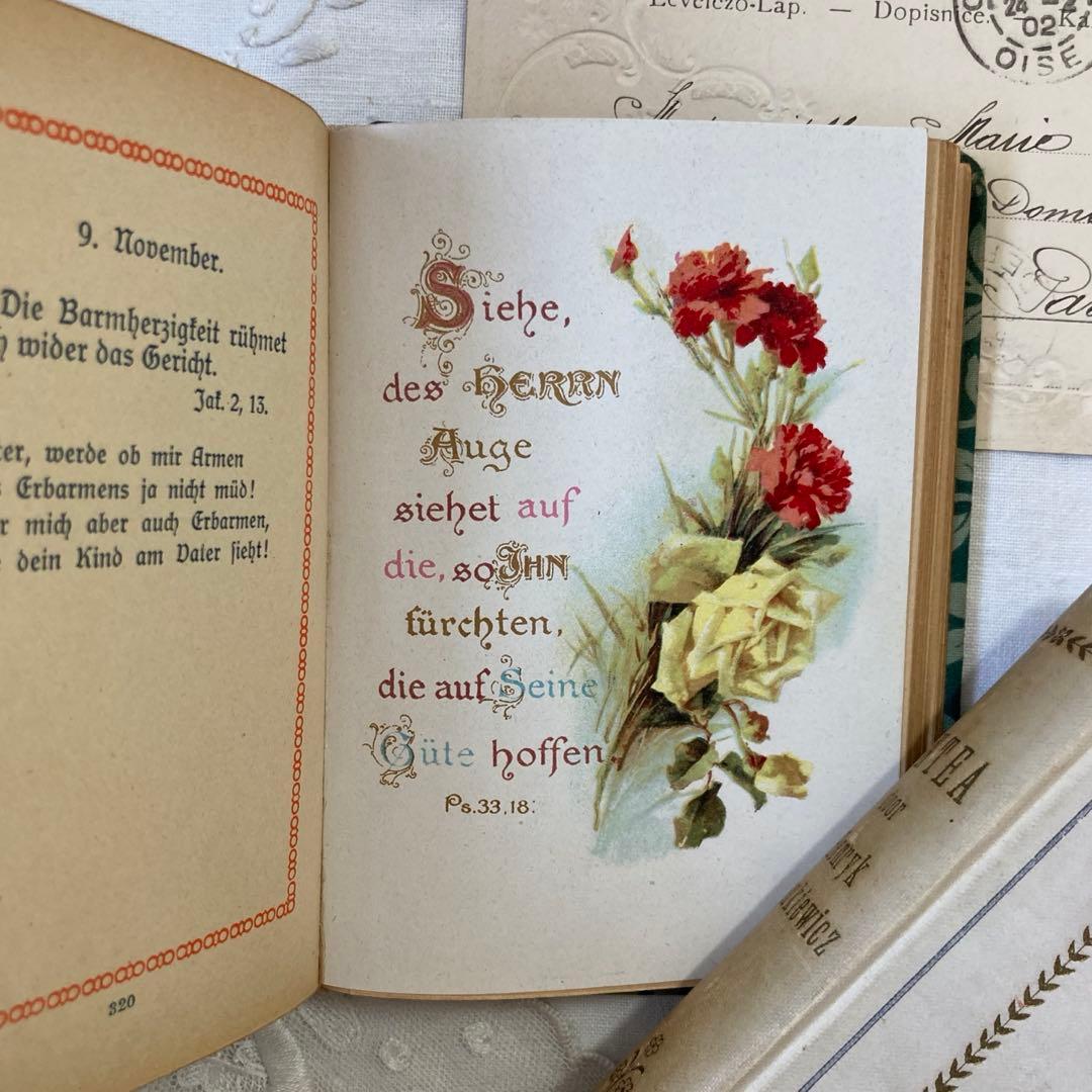 L-865 洋書ドイツアンティーク古書　布張り装丁の美しいメモリアルブック