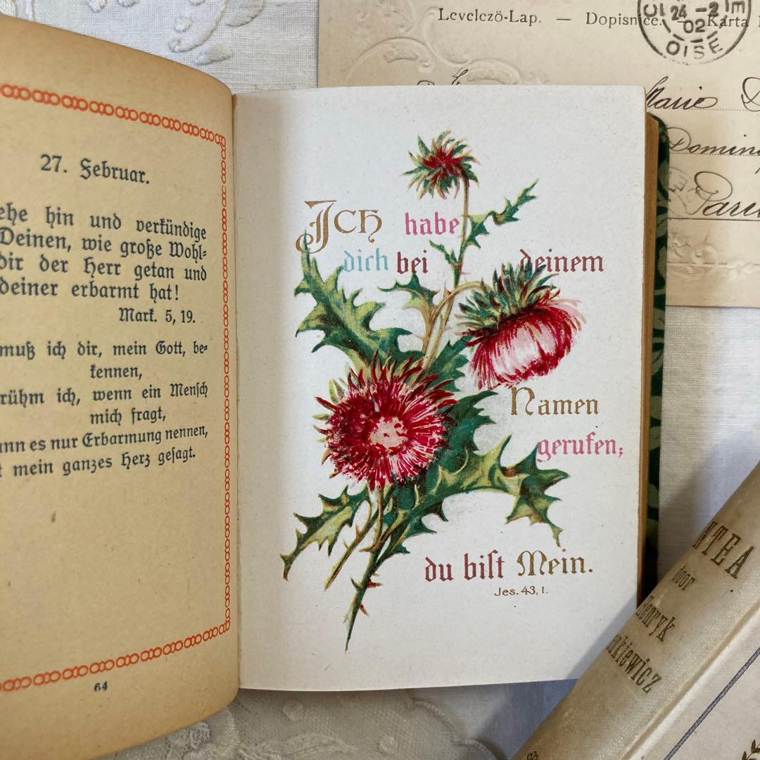 L-865 洋書ドイツアンティーク古書　布張り装丁の美しいメモリアルブック