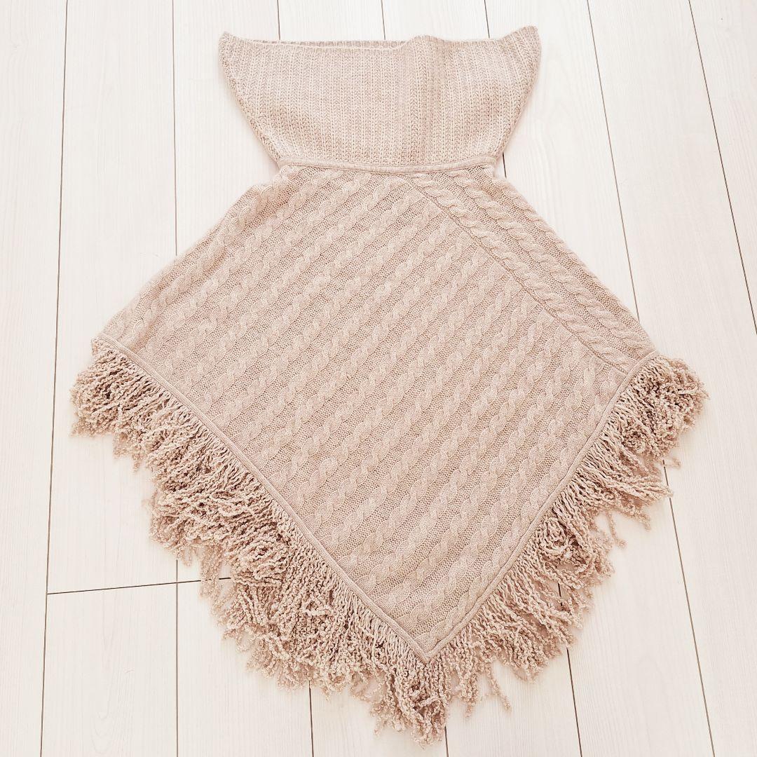 ◆未使用◆パシュマ◆PASHMA◆カシミヤ◆ベージュ◆ポンチョ◆M◆