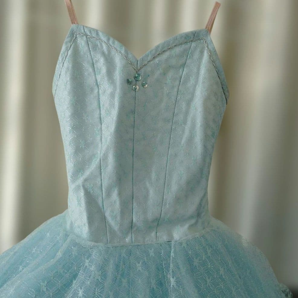 バレエ　水色レースチュチュ　小学校2~3年生　訳ありボン28cm　5着まとめ