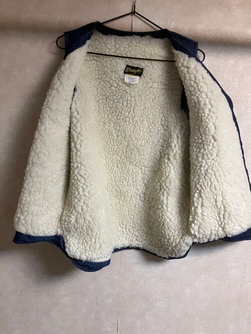 値下げ‼️80'wranglerデニムボアベスト L 筆記体黒タグUSA