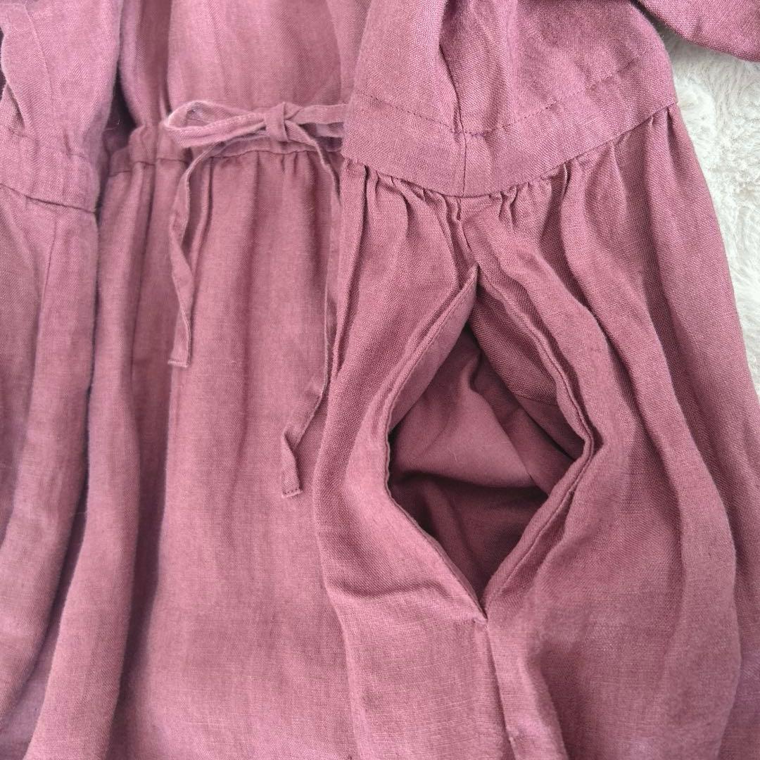 ツハルバイサマンサモスモス★ リネン裾刺繍レースワンピース　ケミカルレース