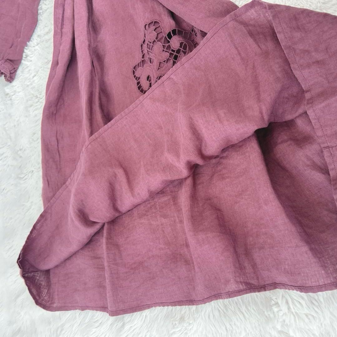 ツハルバイサマンサモスモス★ リネン裾刺繍レースワンピース　ケミカルレース