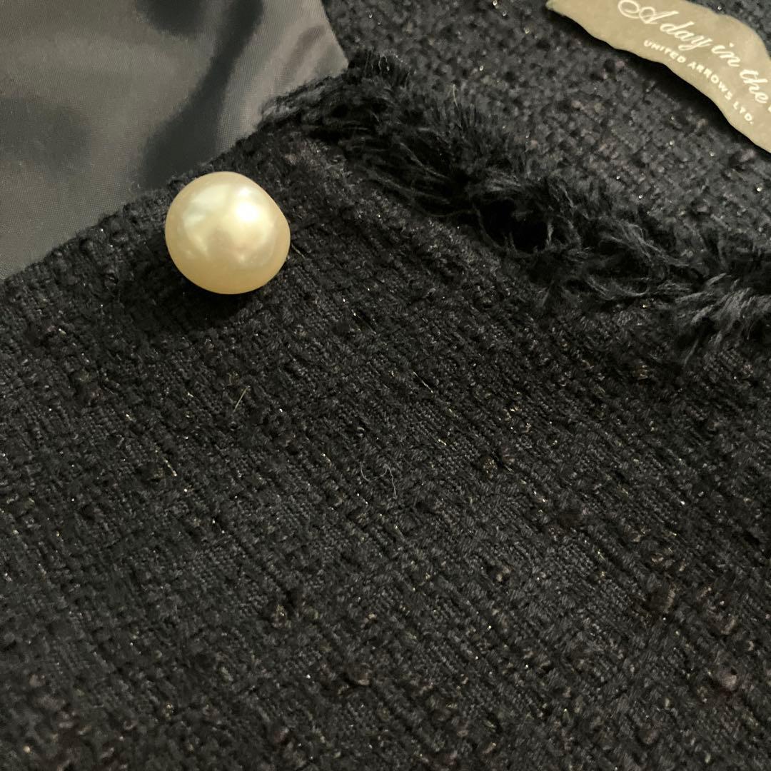 【美品】ユナイテッドアローズ　ネイビー ツイード ベスト パールボタン
