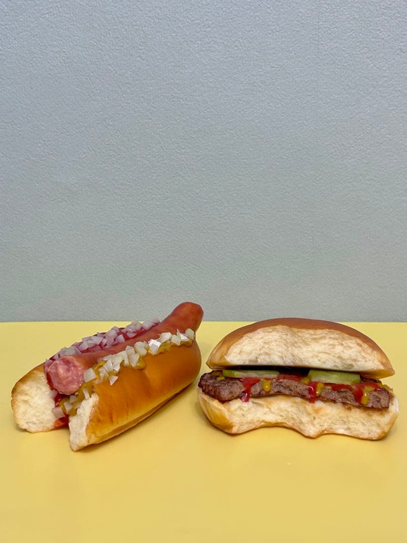 食品サンプル　食べかけハンバーガー　ホットドッグ　コーラジュース